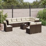 vidaXL 11-dijelni set vrtnih sofa od poliratana s jastucima smeđi | shoptok.hr