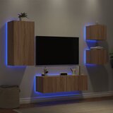  The Living Store Stenske TV omarice z LED lučkami 4 kosi sonoma hrast - Stenska TV Omarica, (21555436) Cene