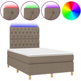 vidaXL Box spring postelja z vzmetnico LED taupe 120x200 cm blago, (20789893) Cene