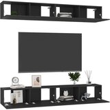 vidaXL TV omarice 4 kosi črne 100x30x30 cm iverna plošča | Shoptok.si