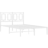 vidaXL Kovinski posteljni okvir z vzglavjem bel 120x200 cm, (21038429) Cene
