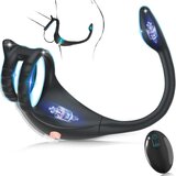 SuperLove Dual Vibrating Cock Ring Anal Lock & Prostate Massager with Remote Black | shoptok.hr