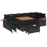 vidaXL 9 komadni vrtni sofa set s jastučićima Crni poli ratan akacija, 3 komadni vrtni blagovaonski set s jastučićima Crni poli ratan akacija Cijene