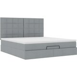 vidaXL Otomanski posteljni okvir z vzmetnico siv 180x200 cm blago | Shoptok.si