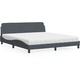 vidaXL Postelja z vzmetnico temno siva 180x200 cm žamet | Shoptok.si