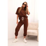 Kesi Włoski Women's set made of viscose, butter with short sleeves and pants, chocolate Cijene