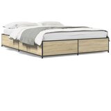 vidaXL Okvir kreveta boja hrasta 120x200 cm konstruirano drvo i metal Cijene