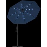  Previsni senčnik z LED lučkami in kovinskim drogom 300 cm moder, (20692827) | Shoptok.si
