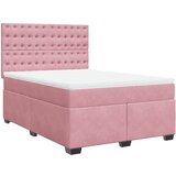 vidaXL Box spring postelja z vzmetnico roza 160x200 cm žamet, (21306412) | Shoptok.si