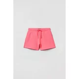 OVS Dječje pamučne kratke hlače boja: ružičasta, glatki materijal