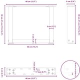  Noge kavne mizice v obliki črke U 2 kosa Antracit 40x(30-31) cm, (21828572) | Shoptok.si