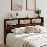 Maison Chic posteljno vzglavje - vzglavna omarica - nočna omarica led dimljeni hrast 200x17x102 cm, (21705635) | Shoptok.si