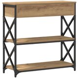  Konsoletni Stol Umjetni Hrast 75x28x75 cm Opisano Drvo i Čelik | shoptok.hr