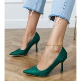 D/CEO Green satin pumps with rhinestones Kortis | Shoptok.si