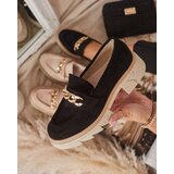 Resti Eco-suede moccasins with gold embellishment in black Zaffix- Footwear | shoptok.hr