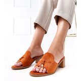  Brown heeled mules with strap embellishment Gariend Cijene