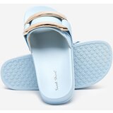 Resti Blue women's slippers with golden Serina ornament - Footwear | shoptok.hr