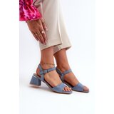 EVENTO Women's Sandals On Block Heel In Blue Faux Suede Leisha | Shoptok.si