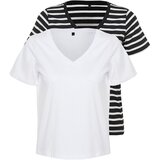 Trendyol Black-White 2-Pack 100% Cotton V-Neck Knitted T-Shirt cene