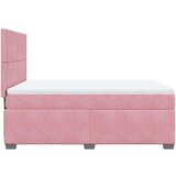 vidaXL Box spring postelja z vzmetnico roza 140x190 cm žamet | Shoptok.si
