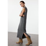 Trendyol Anthracite Maxi Knitwear Soft Texture Slit Detailed Vest Dress | Shoptok.si