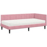 vidaXL Kutni okvir kreveta s madracem Ružičasta 100 x 200 cm Baršun | shoptok.hr