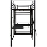  Krevet na kat sa stolićima u okviru crni metalni 90 x 200 cm | shoptok.hr