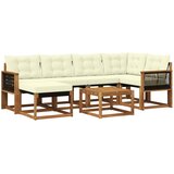 vidaXL Zunanja garnitura za sedenje z blazino 7 pcs Naravna in smetana, (5000272807) | Shoptok.si