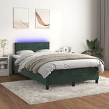 The Living Store Box spring postelja z vzmetnico LED tem. zelena 120x200cm žamet - Box Spring Postelja, (21492208) Cene
