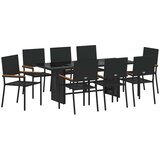  Vrtni set za objed 9 kom. Crna poliratan 190 x 80 x 75 cm | shoptok.hr