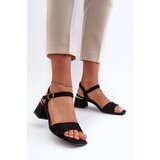 EVENTO Women's Black Faux Suede Block Heel Sandals Leisha | shoptok.hr
