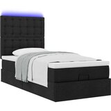 vidaXL Otomanski posteljni okvir z vzmetnico črn 80x200 cm blago | Shoptok.si