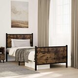 Maison Chic Kovinski Posteljni okvir - Enojna postelja - Postelja za odrasle brez vzmetnice dimljen hrast 80x200 cm, (21696743) | Shoptok.si