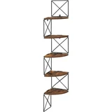 stenski kotni regal, 5-nivojski, rustikalno rjav in črn, 127,5 × 20 × 20 cm, industrijski slog
