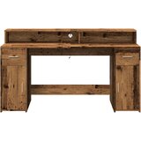  Radni stol s LED svjetlima boja starog drva 160x55x91 cm drveni | Eponuda.com