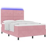 Box Spring Krevet s Madracem &amp LED Ružičasti 140x190 cm Baršun | shoptok.hr