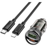 Hoco auto punjač Z53A usb a + type c + kabl type c na lightning pd QC3.0 3A 30W crna | ePonuda.com