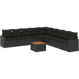  10-dijelni set vrtnih sofa s jastucima crni od poliratana | shoptok.hr