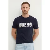 Guess Bombažna kratka majica moška, mornarsko modra barva, M4YI15 I3Z14