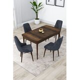 Hanah home trpezarijski set Lia, sto na razvlačenje i 4 stolice, ploča u dekoru drveta Baroque, antracit tkanina Babyface | Eponuda.com