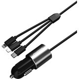 Dudao auto punjač 3,4 A sa ugrađenim 3u1 USB kabelom | shoptok.hr