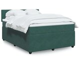 vidaXL Box spring postelja z vzmetnico temno zelena 140x200 cm žamet | Shoptok.si