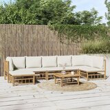  8-dijelna vrtna garnitura od bambusa s krem bijelim jastucima | shoptok.hr