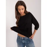 Fashion Hunters Black women's blouse with a round neckline
