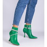 Gemre Green stiletto ankle boots decorated with rhinestones Fantagaro | Shoptok.si