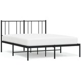 Maison Chic Kovinski Posteljni okvir - Dvoposteljna postelja - Zakonska postelja z vzglavjem črn 135x190 cm, (21693338) | Shoptok.si