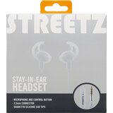 Streetz E120 Stay-in-ear slušalke na žico, daljinski upravljalnik z 1 gumbom, 3,5 mm priključek, mikrofon, bele, (21358140) | Shoptok.si