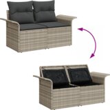 vidaXL 8-delna vrtna kavčna garnitura z blazinami svetlo siva poliratana, 2-sedežni vrtni kavč s shranjevanjem in blazinami svetlo sivega poliratana | Shoptok.si