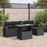 vidaXL 6-dijelni set vrtnih sofa s jastucima crni od poliratana | shoptok.hr