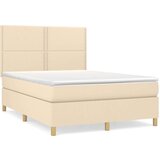  Box spring postelja z vzmetnico krem 140x200 cm blago, (20725101) | Shoptok.si